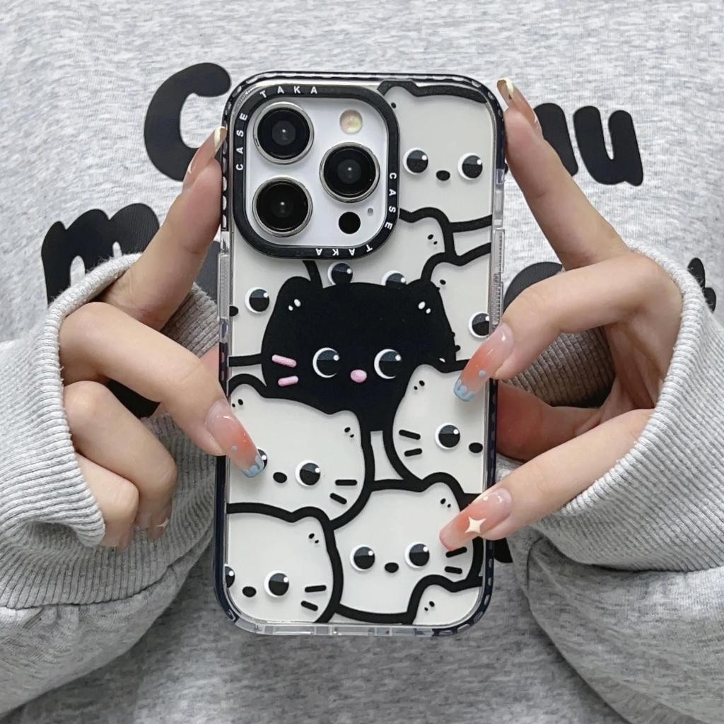 เคสโทรศัพท์มือถือ TPU นิ่ม แบบใส กันกระแทก ลายแมวน่ารัก สําหรับ iPhone 15 11 11 15pro