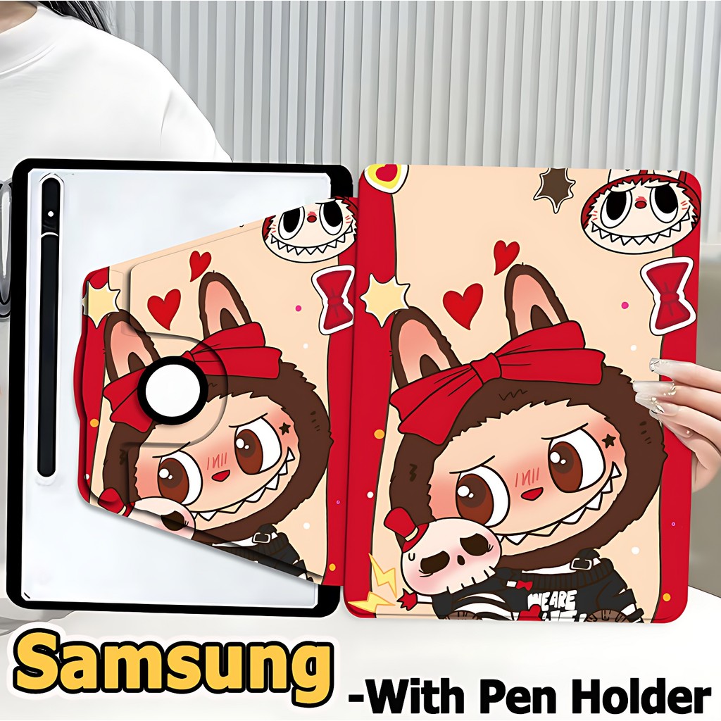 เคสฝาพับ ซัมซุง Tab case For Samsung Galaxy Tab S7 S8 S9 S10+ S6 lite S7FE S9FE S9FE+ A8 A9 A9+ Galaxy Tab S8+ S9+ S7+ A7 lite เคสหมุนได้360 Case Samsung lovely LABUBU เคส Galaxy