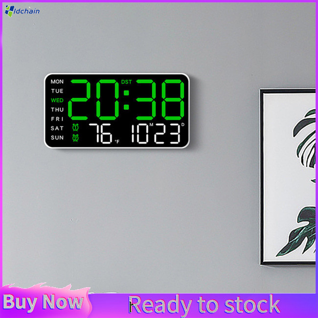 ลดราคา! นาฬิกาแขวนดิจิตอล, นาฬิกาปลุกอิเล็กทรอนิกส์หน้าจอ LED ปรับความสว่างได้, จอแสดงผลอเนกประสงค์ 12/24H นาฬิกาตั้งโต๊ะ, นาฬิกาตกแต่งผนัง