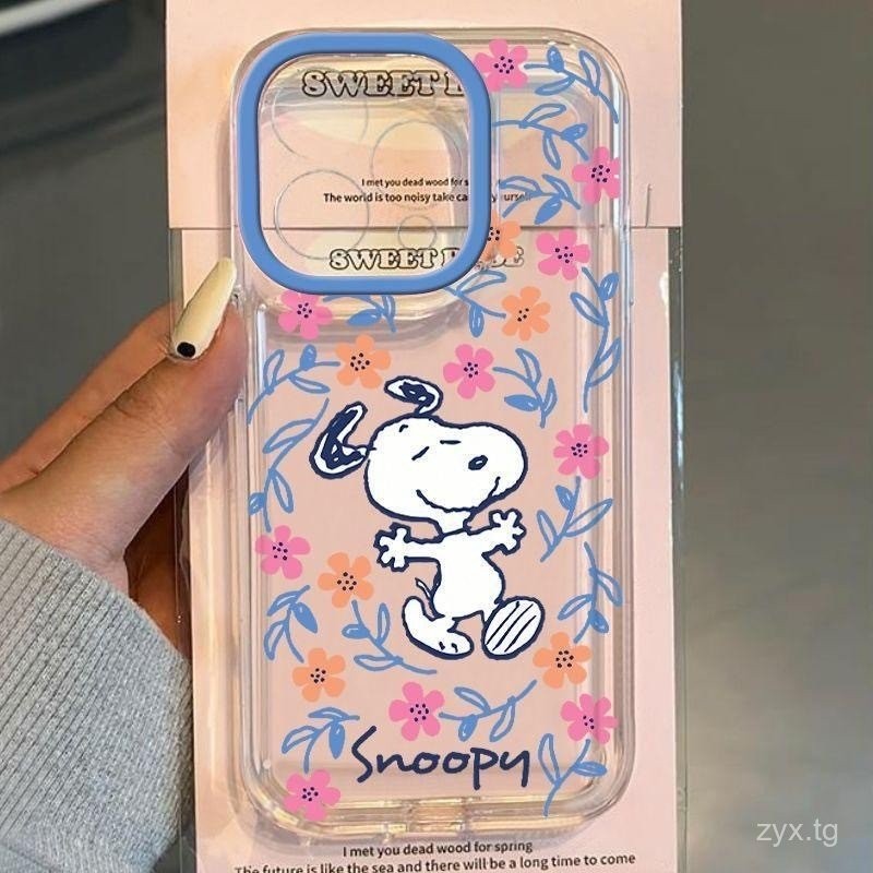 ดอกไม้ Snoopy เคสมือถือสำหรับ Apple 15PROMAX เคสนิ่ม12ลม13INS แบบโปร่งใสสำหรับ iphone14 11/