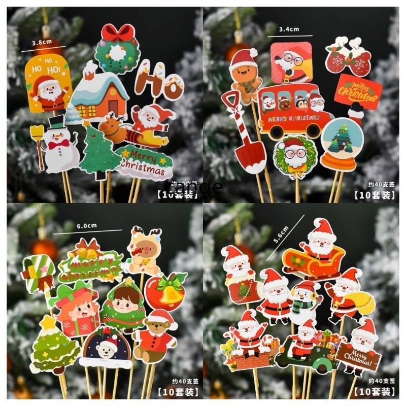 10ชิ้น/เซ็ตคริสต์มาสชุดเค้กถ้วยกระดาษปลั๊กอินมนุษย์หิมะซานตาคลอสต้นไม้สําหรับ ทําเอง เค้กขนมเบเกอรี่ตกแต่ง