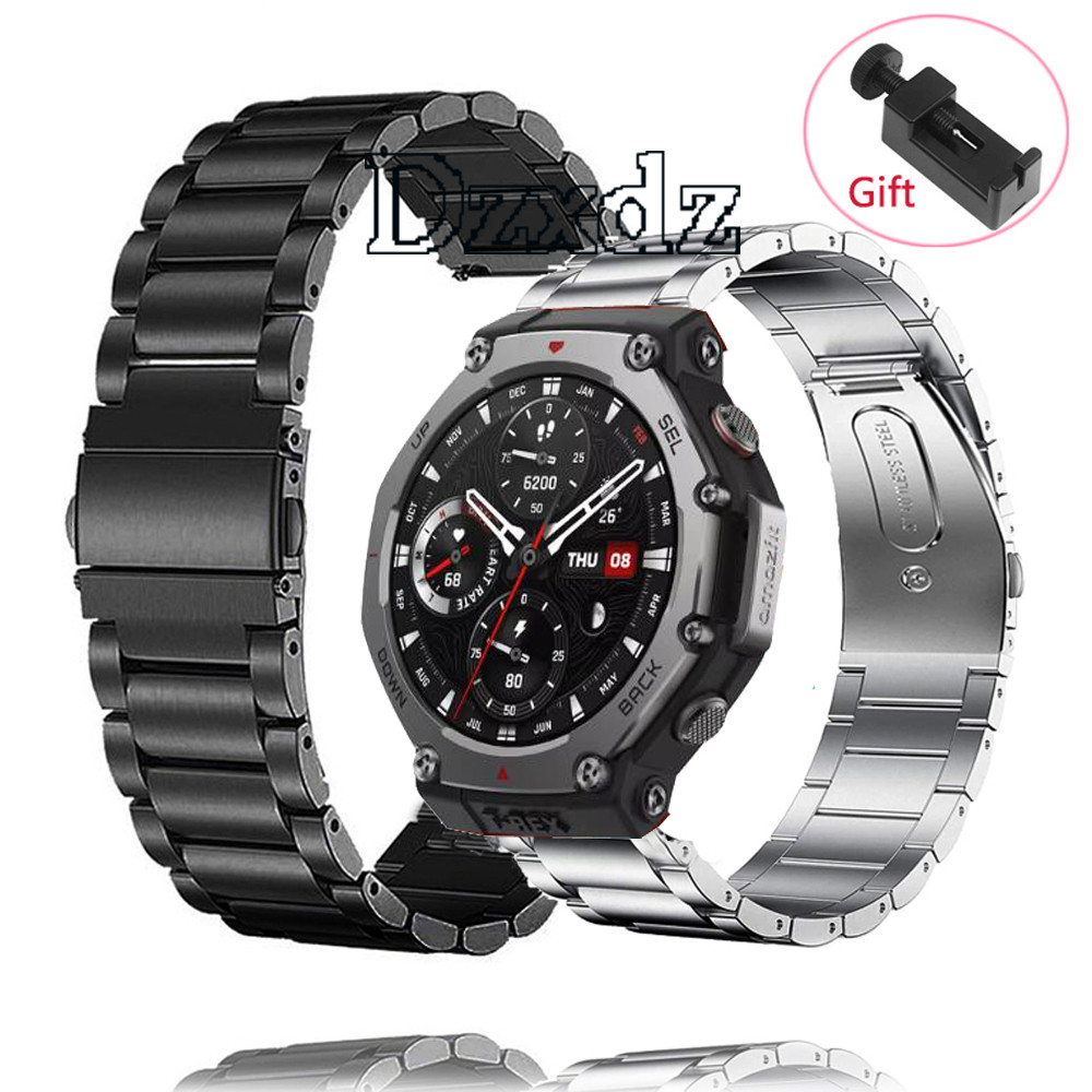 สายสแตนเลสสําหรับ Amazfit T-Rex 3 T-Rex 3 สมาร์ทวอท์ช T Rex 3 Band สายรัดข้อมือโลหะสายนาฬิกาสร้อยข้อ