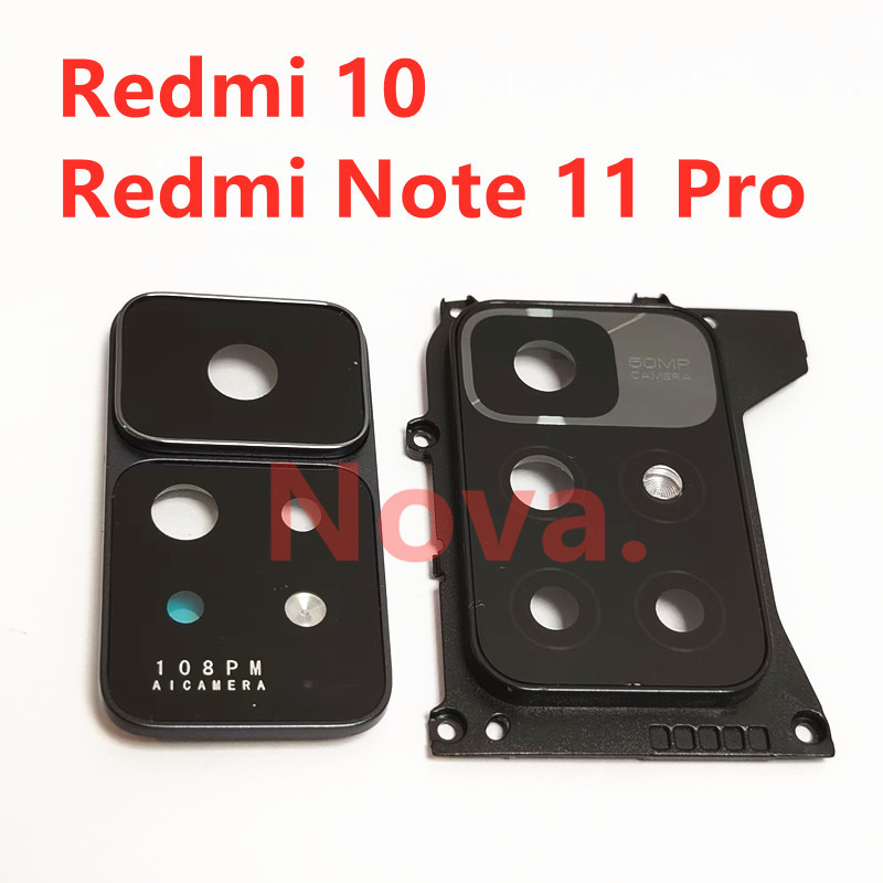 เลนส์กล้อง + กรอบสําหรับ Xiaomi Redmi 10 หมายเหตุ 11 Pro 4G โทรศัพท์มือถืออะไหล่ทดแทน