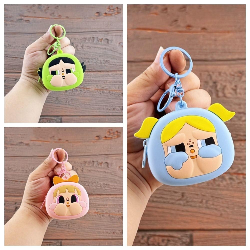 Ivory The Powerpuff Girls Doll Pendant, Silica Gel Backpack Pendant Cartoon Silicone Coin Purse, Portable Anime Figure Popmart Kawaii Crybaby Doll Key Ring Kids