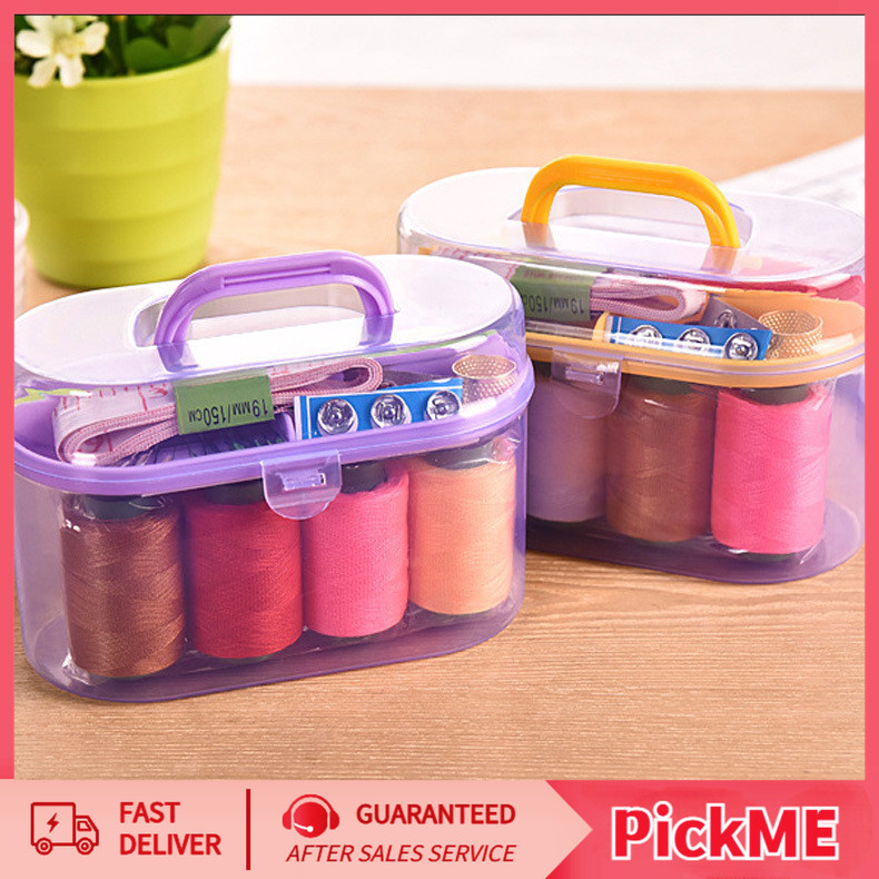 อุปกรณ์เย็บผ้า กล่องHANDSTITCH ชุดอุปกรณ์เย็บปักถักร้อย ด้าย เข็ม กระดุม ขนาดพกพา คละสี