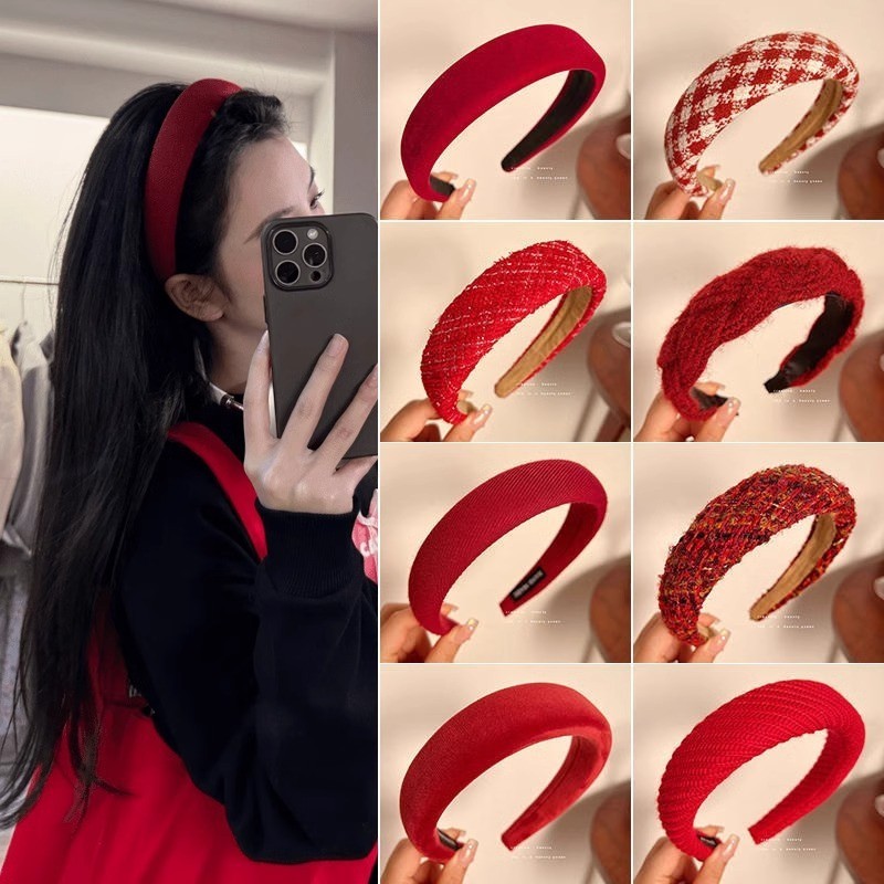 ที่คาดผมฟองน้ํากะโหลกสูงสีแดงฝรั่งเศส 2024 ที่คาดผมอเนกประสงค์ใหม่