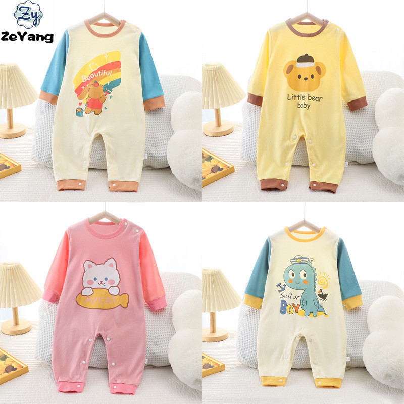 [ZY] 59-90 พร้อมสต็อกเด็กผ้าฝ้ายแท้Jumpsuitฤดูใบไม้ร่วงฤดูหนาวเด็กการ์ตูนRomperทารกแขนยาวRomperทารกแรกเกิดสบายๆJumpsuitกางเกงอุ่น
