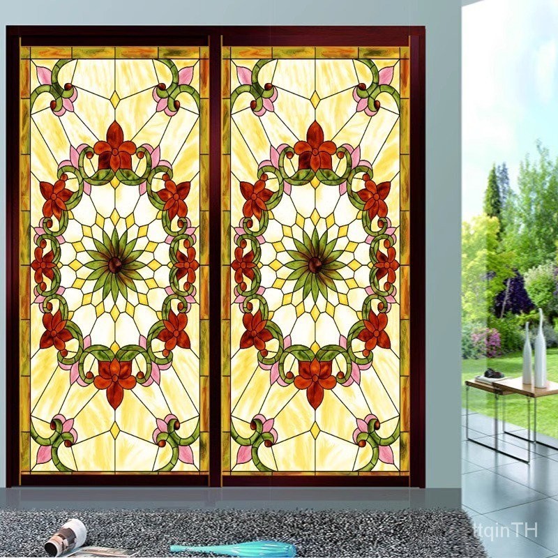 ฟิล์มกระจกฝ้าสีสไตล์ยุโรปไฟฟ้าสถิตไม่มีกาวไม่ติดกาวในตัวแบบอเมริกันสติกเกอร์ติดหน้าต่างหน้าต่างห้องน้ำ - รูปที่ 3