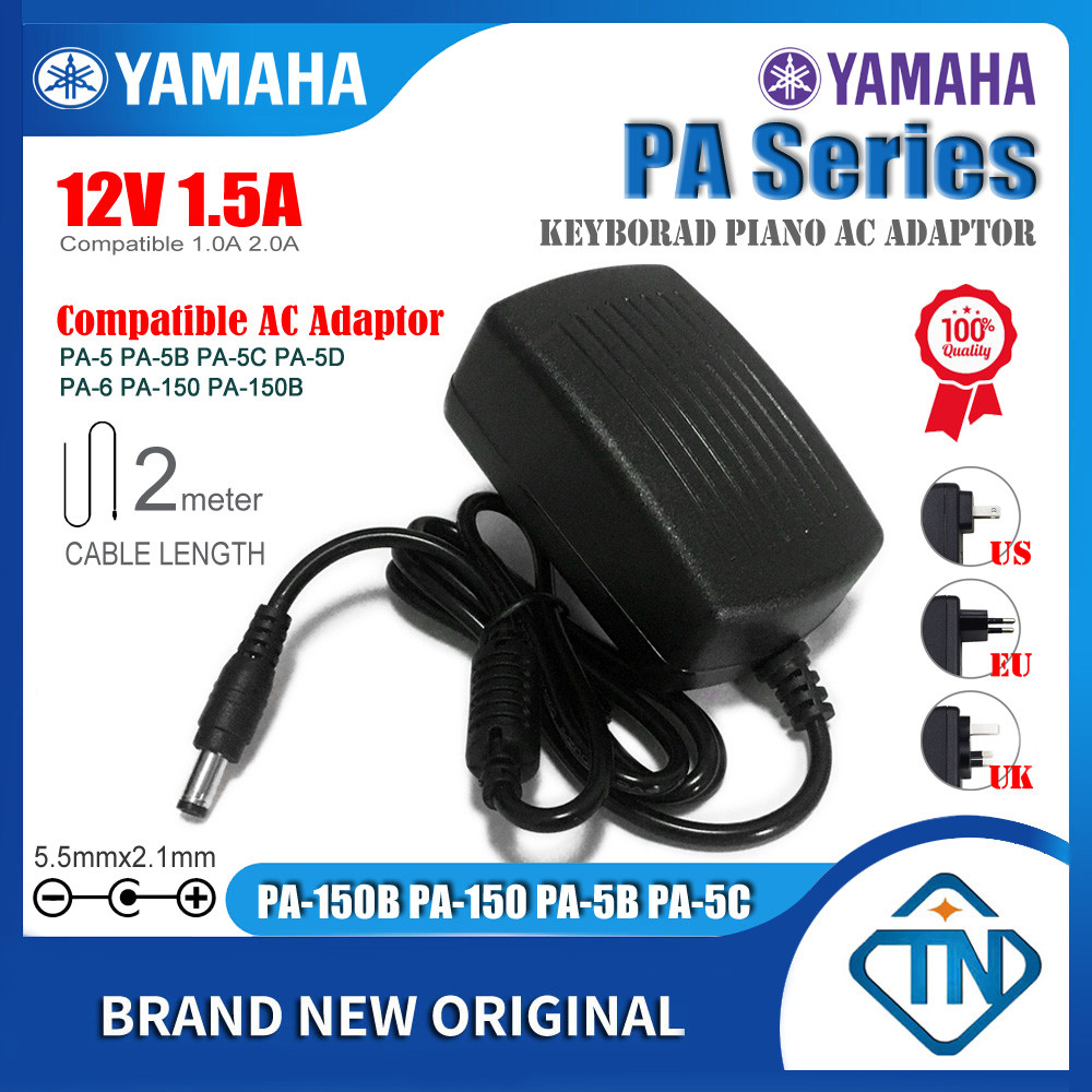 12V 1.5A อะแดปเตอร์ AC/DC PA-150B PA-4 PA-130 สําหรับ YAMAHA PS-3 EZ-J14 EZ-J24 EZ-J25 EZ-30 PSR-730 Portatone คีย์บอร์ดอิเล็กทรอนิกส์แหล่งจ่ายไฟ