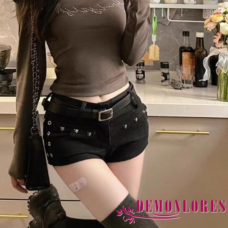 Demonlores-women Hot Denim Shorts Casual Summer Rivets Shorts
