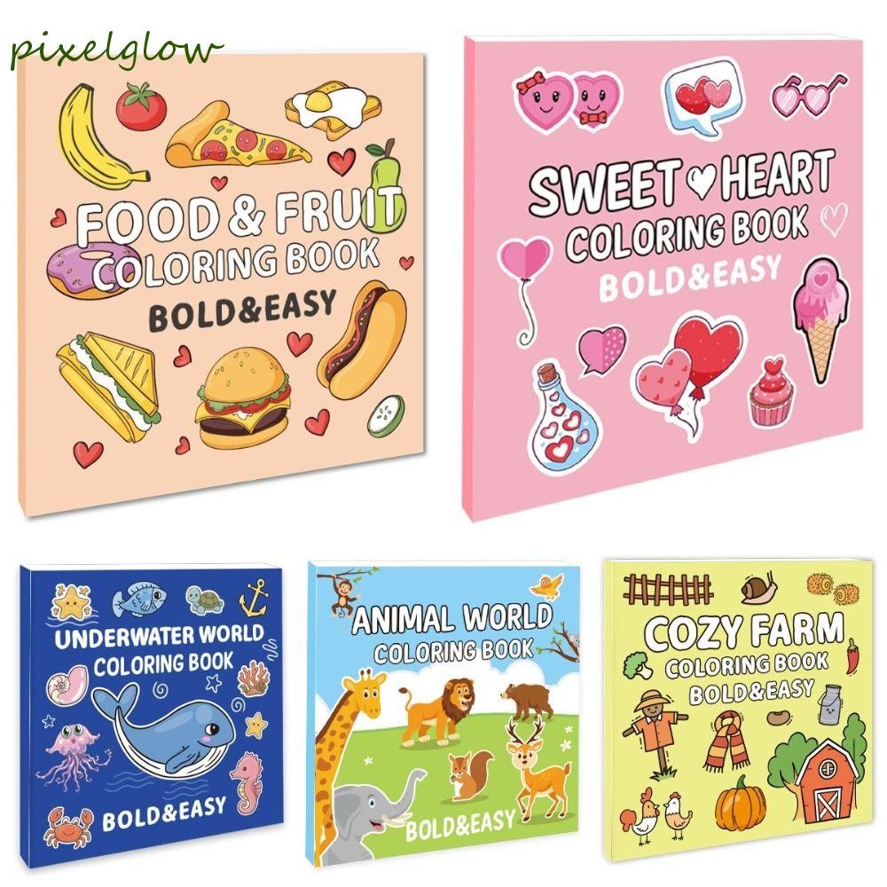 Pixelglow สมุดระบายสีผลไม้อาหาร,มินิสร้างสรรค์หนังสือภาพวาดสีน้ํา,วาดDoodle Book Montessoriของเล่นกระเป๋าการศึกษาGouache Graffiti Book Artสีบรรจุของเล่น