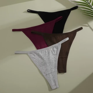 Allofme ผู้หญิงผ้าฝ้ายแท้ G-String เซ็กซี่ต่ําเอว Thongs กางเกงชั้นในสีทึบนุ่ม