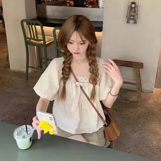 เสื้อแขนสั้นลูกไม้แฟชั่นสำหรับฤดูร้อน