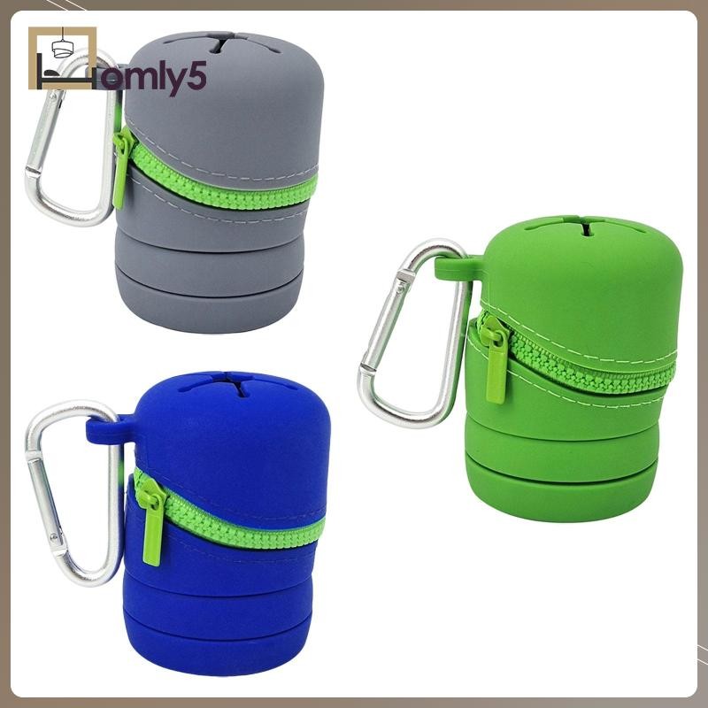 [Homyl5] Fishing Large Mouth Microtrash Container Folding Zipper with Carabiner Fishing