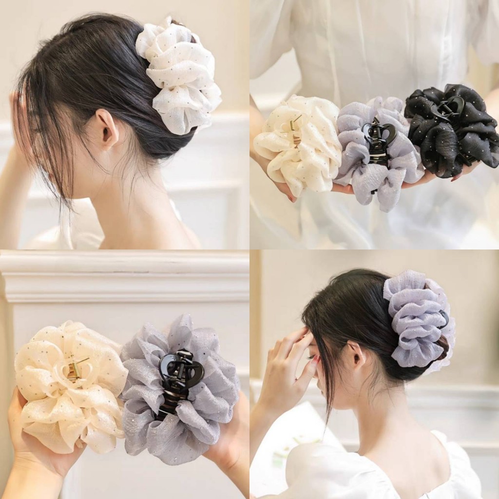 พร้อมส่งจากไทย (TM-6) กิ๊บติดผม ผ้าตาข่าย ประดับIพษร รูปก้อนเมฆ หัวฉลาม สองด้าน สําหรับผู้หญิง – โปรปัง