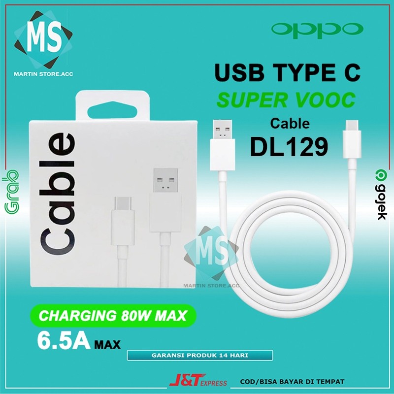 สาย OPPO VOOC TYPE-C DL129 สีขาว 6.5A