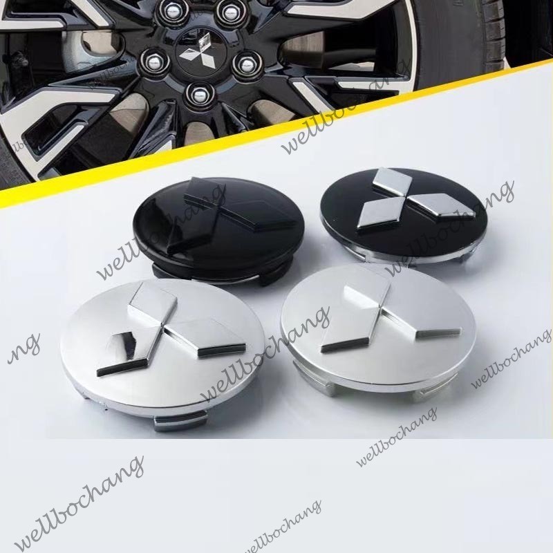 4 ชิ้น 60 มิลลิเมตรรถล้อ Hub ครอบคลุมดุมล้อ Center Hole ฝาครอบหมวก Refitting สําหรับ Mitsubishi Outlander Lancer Eclipse Galant L200 Montero