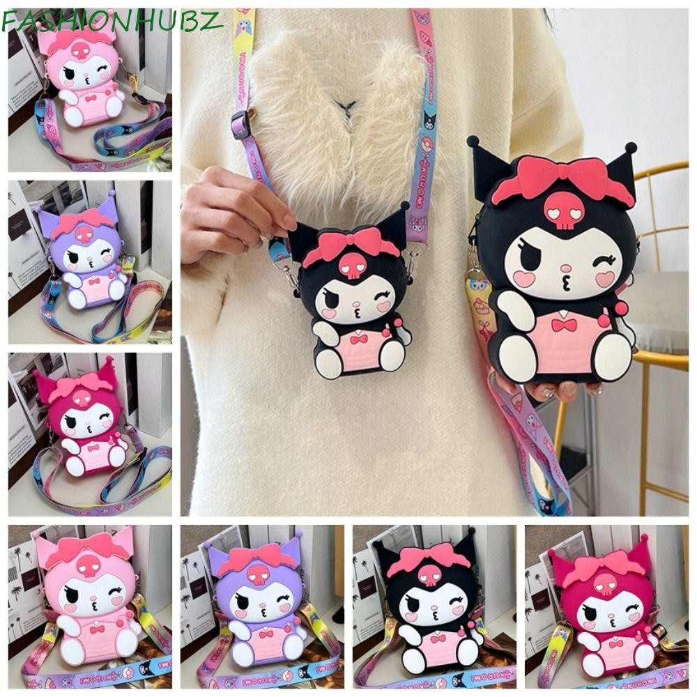 Fashionhubz Kuromi Silicon Bag,มัลติฟังก์ชั่นY2Kการ์ตูนกระเป๋าใส่เหรียญ,หวานซิปผู้ถือบัตรกระเป๋าสตางค์Kuromi Crossbodyกระเป๋าเด็ก