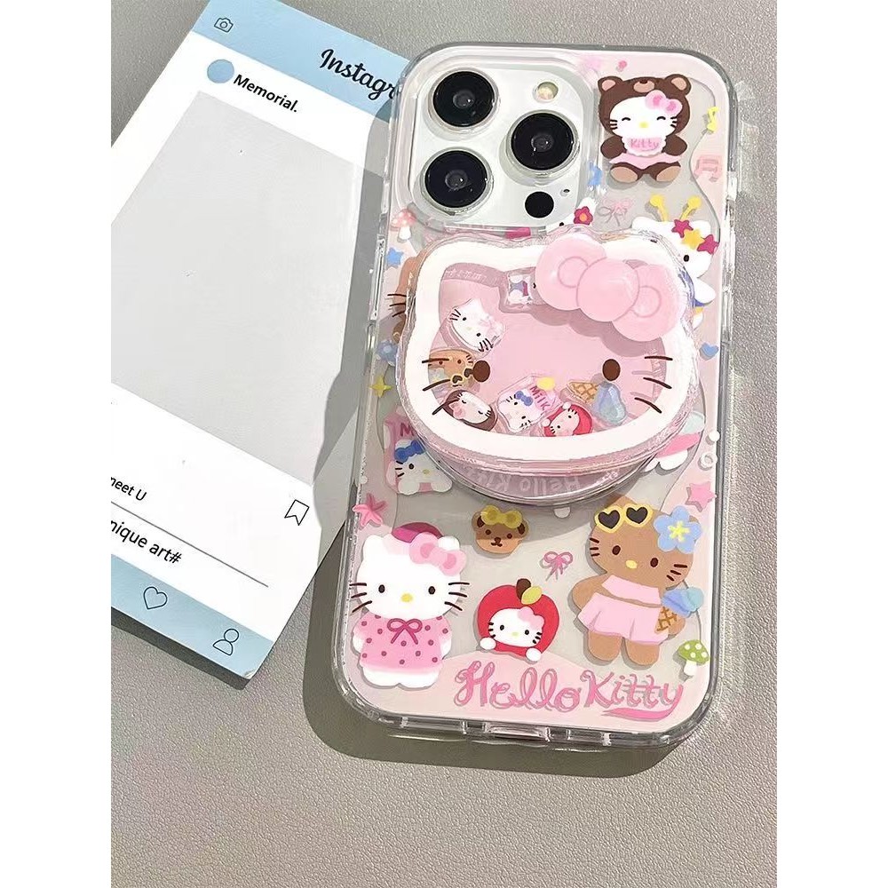 Iphone KT Cat Stand รูปลักษณ์สูงระดับ Appearnc เคสโทรศัพท์สําหรับ IPhone7 7Plus X XR XS IPhone11 12 13 14 15 Plus Pro Max