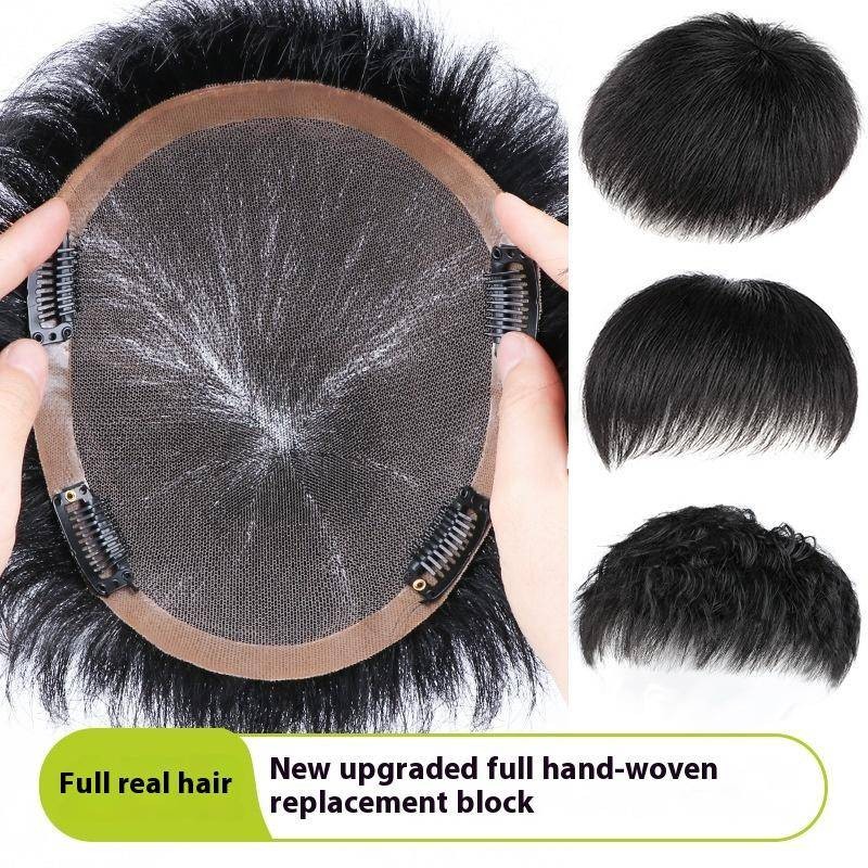 ไม่มีปม ดูธรรมชาติ 6 นิ้วผมมนุษย์ Toupee เปลี่ยนระบบตรงทนทาน Toupee Remy วิกผมธรรมชาติ Hairline Virgin ผมเปลี่ยน