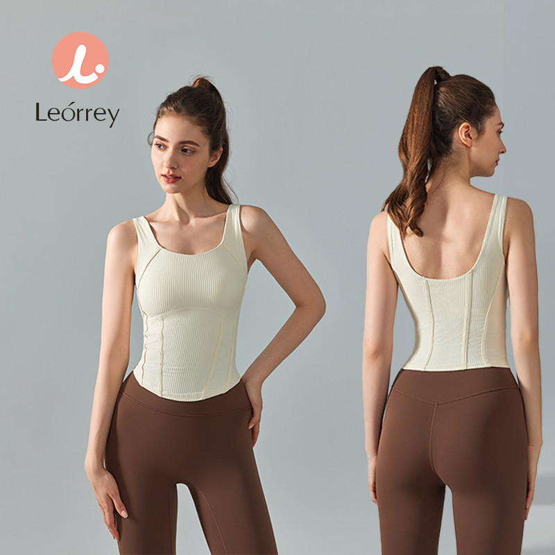 Leorrey-YOGA Vest เสื้อกีฬาพร้อมแผ่นรองหน้าอก outdoor Wear Fitness Tank Top