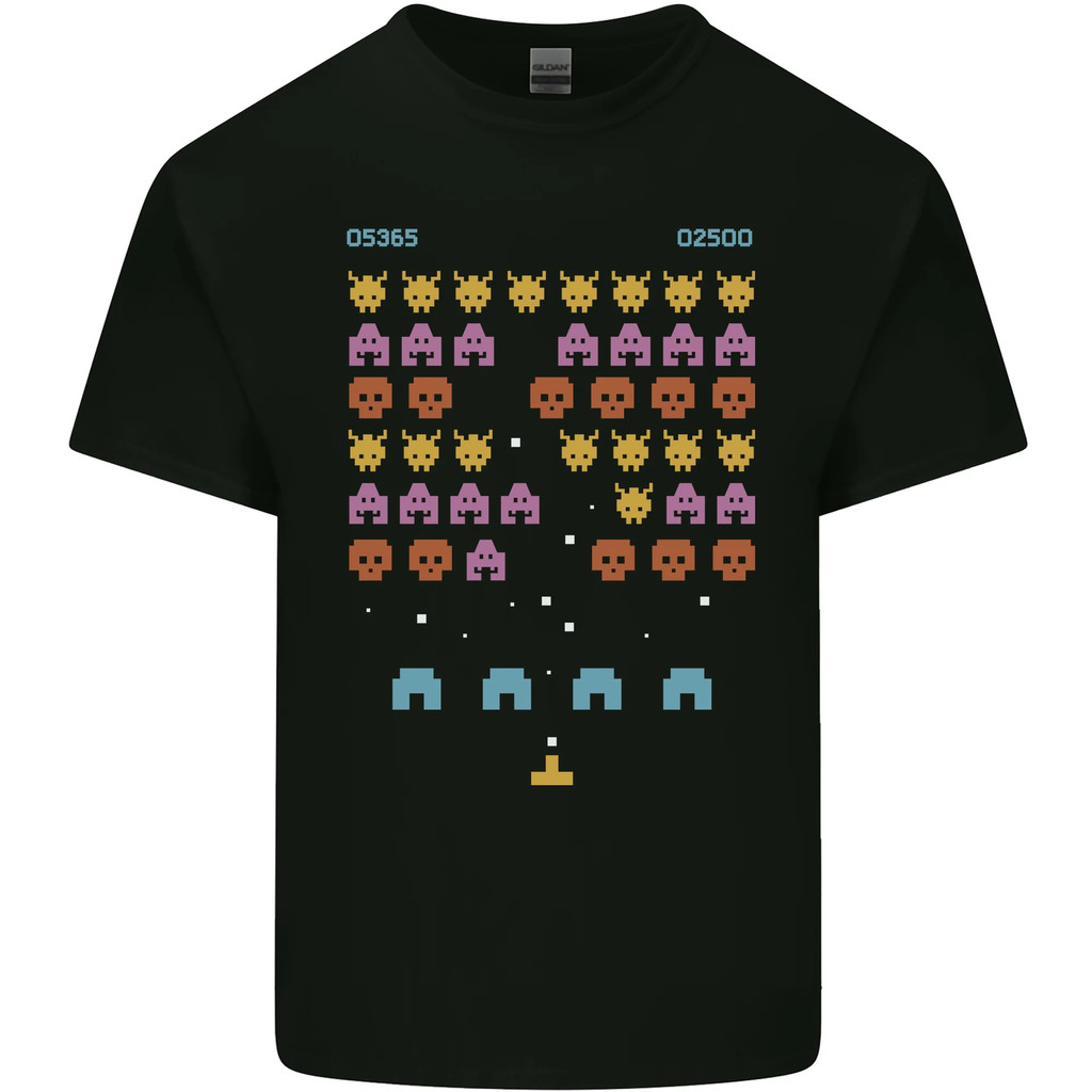 Retro วิดีโอเกมอาร์เคดสําหรับเล่นเกม Gamer Mens Cotton T-Shirt Tee Top