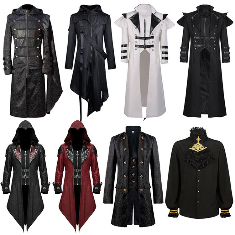 ยุคกลาง Retro Assassins Creed ฮาโลวีน cos เสื้อคลุม Gothic Punk ชุดพรหมเครื่องแต่งกาย