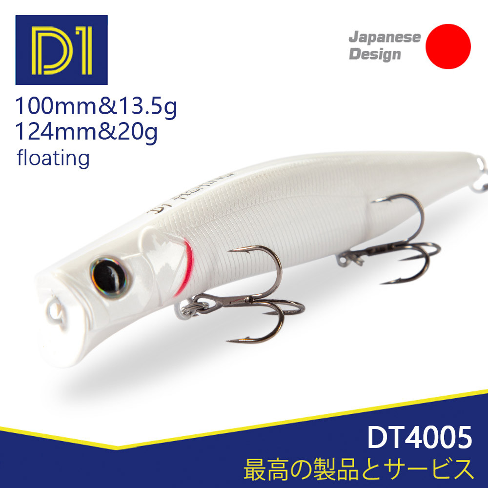 D1 Topwater Popper เหยื่อตกปลา 100 มม.13.2g 124 มม.20g Hard เหยื่อน้ําเค็ม Wobblers Seabass ตกปลาทะเล Pesca