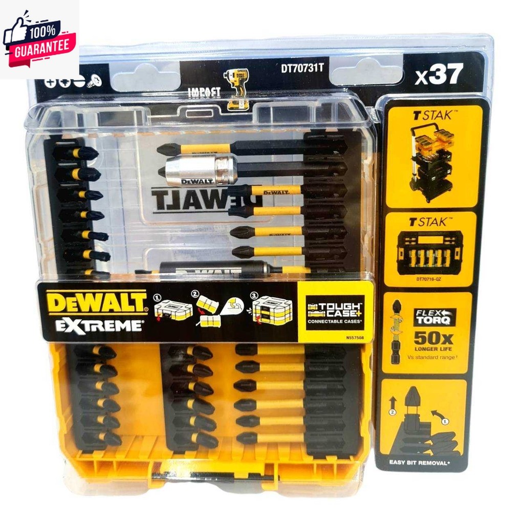 DEWALT DT70731T ชุดดอกไขควง 37ชิ้น DT70731T-QZ FLEXTORQ  Screwdriver Bit Set 37pc
