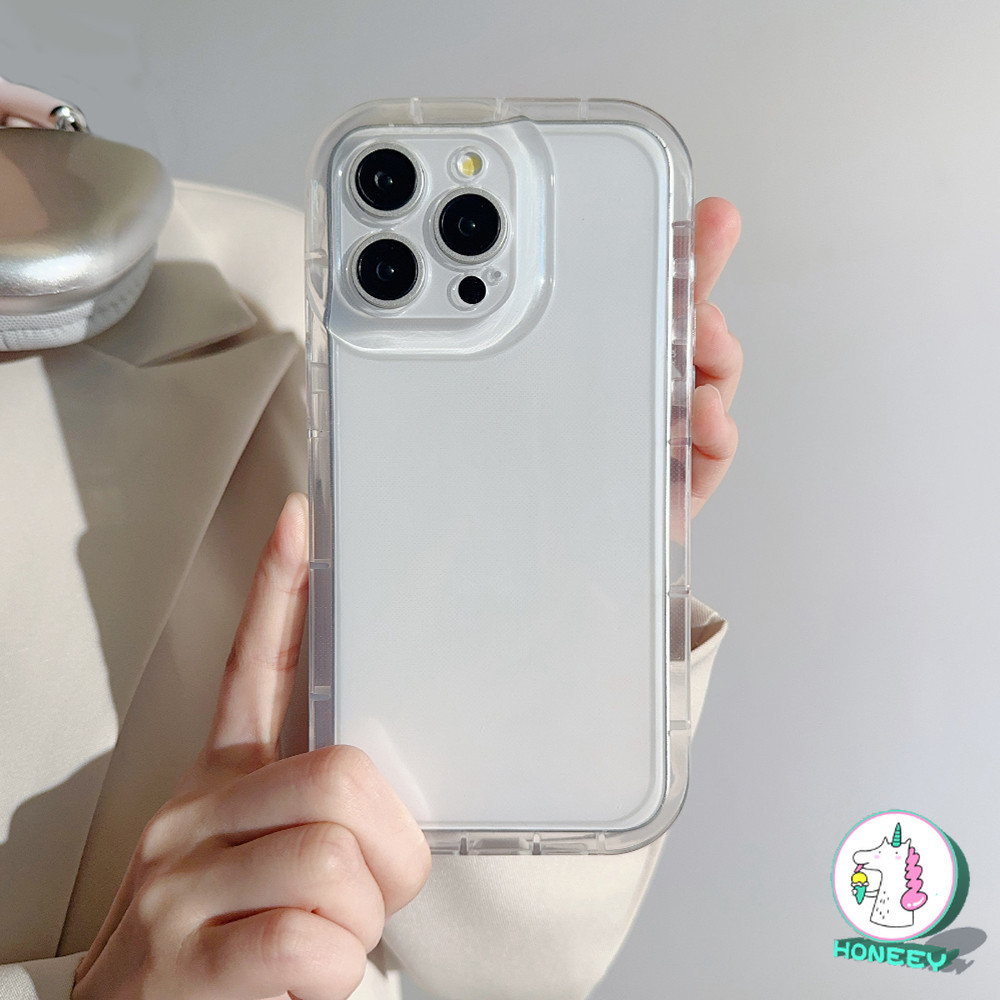 Simple โปร่งใสนุ่มกันกระแทกเคสโทรศัพท์สําหรับ IPhone 11 15 16 Pro Max 13 14 12 Promax 16 PLUS Clear ถุงลมนิรภัยกรอบ TPU โทรศัพท์ปกหลัง
