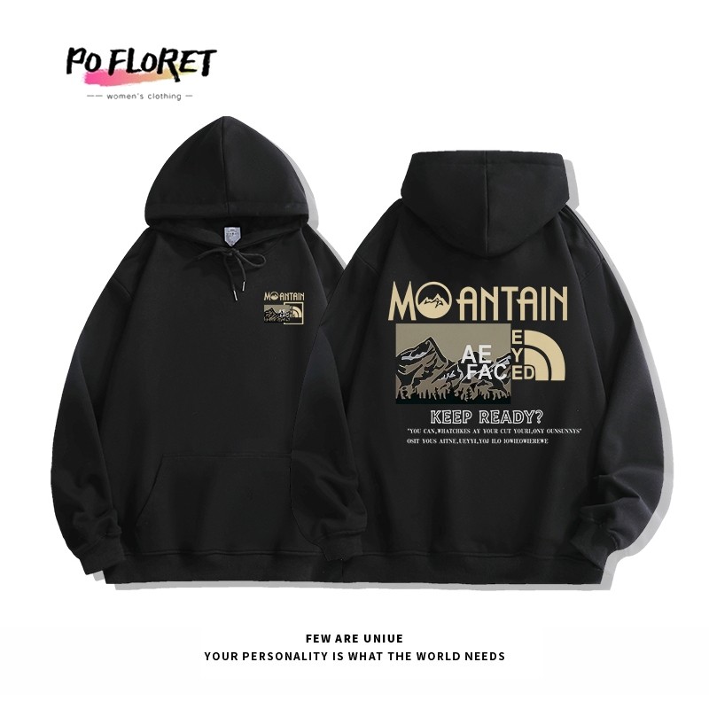 [New] ส่งไวจากไทย hoodie Pofloret เสื้อมีฮู้ด เสื้อสเวตเตอร์แขนยาวพิมพ์ลายแฟชั่นเกาหลี