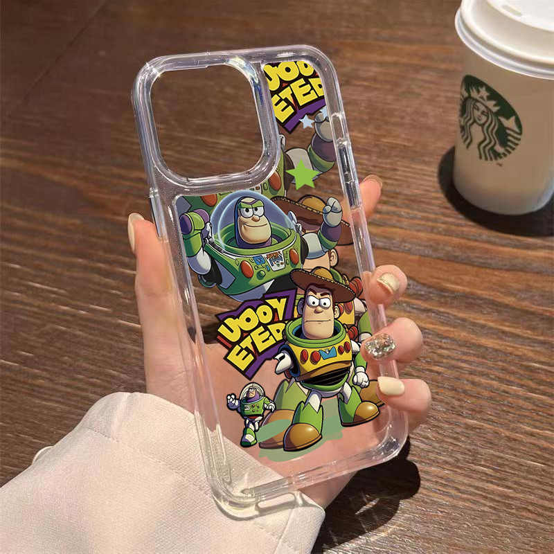 TPU ปุ่มชุบไฟฟ้า เคสไอโฟน นิ่มกันกระแทก เคสโทรศัพท์ iPhone 11 12 13 14 15 Pro Max XR XS X 7 8Pทอยสตอรี่