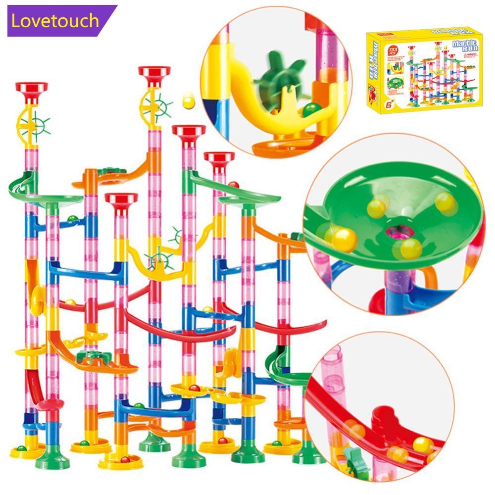 LOVETOUCH DIY ก่อสร้างหินอ่อน Run Race Track Building Blocks เด็ก 3D Maze Ball ม้วนของเล่นเด็กคริสต์