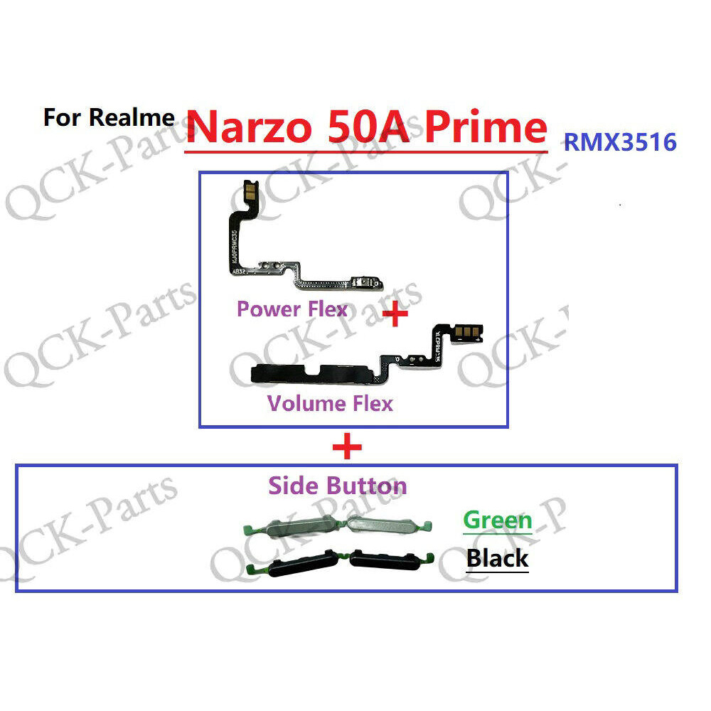 สําหรับ Realme Narzo 50A Prime RMX3516 ปุ่มปรับระดับเสียงสวิตช์ไฟ Flex