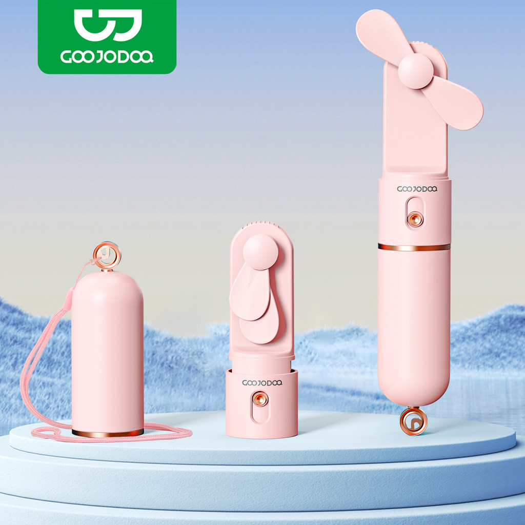 GOOJODOQ Mini Handheld Fan with 3 Speed Levels Automatic Stop Safe Blade Durable Type-C Rechargeable Battery