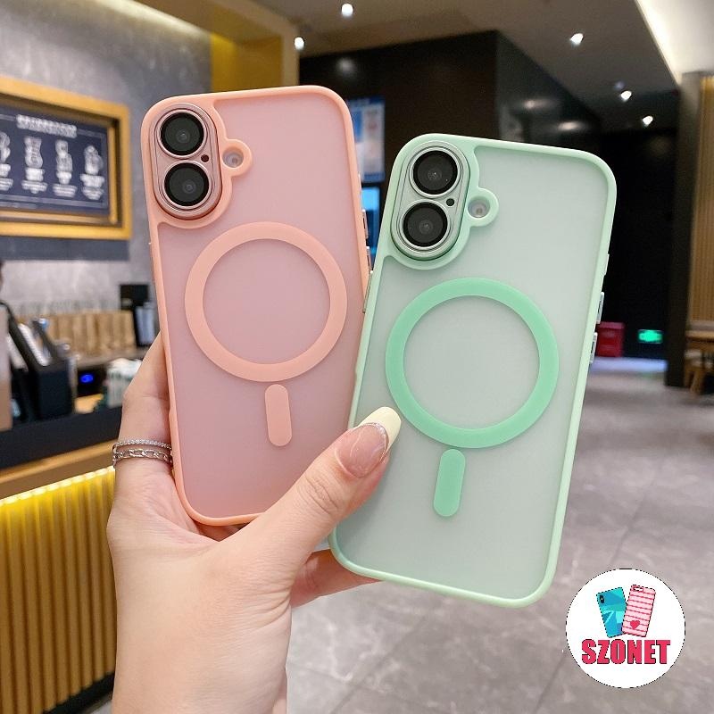 แม่เหล็กชาร์จไร้สายพร้อมฟิล์มเลนส์ซิลิโคนอ่อนนุ่มกันกระแทกเคสโทรศัพท์สําหรับiphone 16 15 14 13 12 11 Pro Max 16 Plus XS XR X 8 6S Plus + SE 2020 Anti-Fallเคสโทรศัพท์ปก