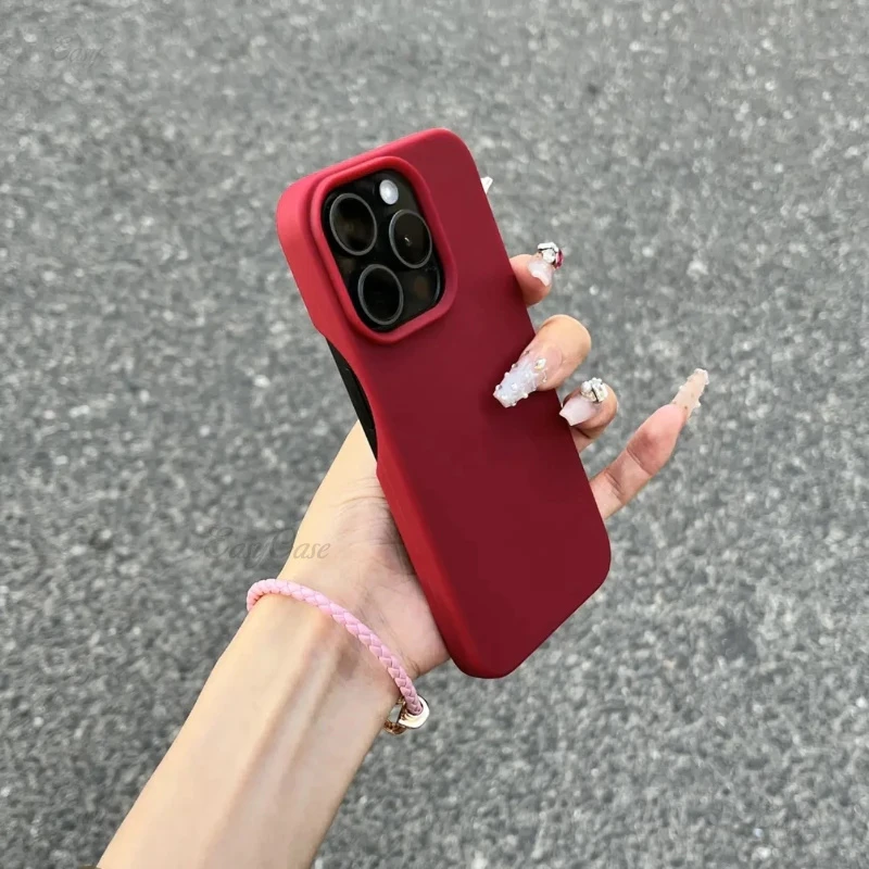 หรูหราสีทึบซิลิโคนอ่อนนุ่มเคสโทรศัพท์สําหรับ iphone 16 15 14 13 12 11 pro max 14 15 16 plus Frameless Cooling cover ใหม่