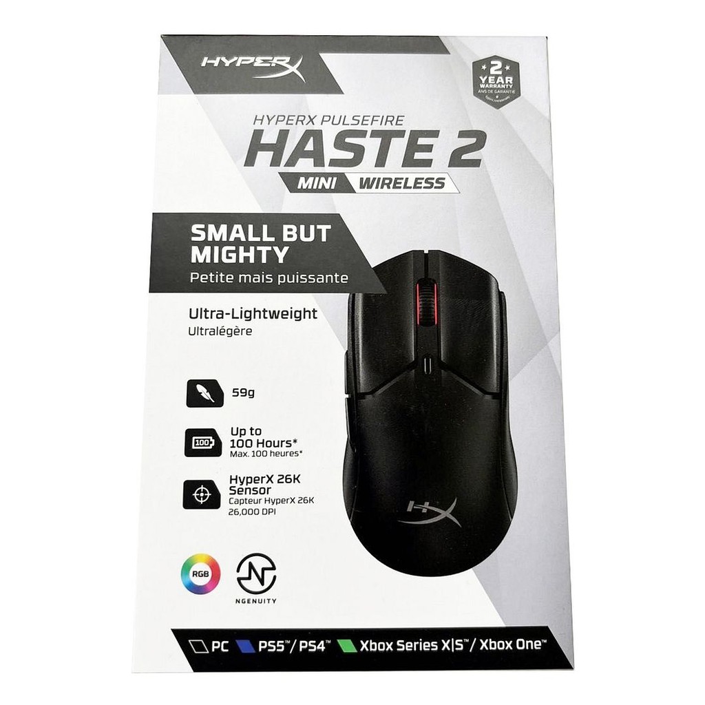 HyperX Pulsefire Haste 2 Mini Wireless Gaming Mouse ( Black ) 7D388AA, 26000 DPI
