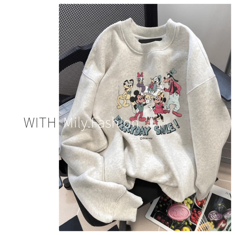 Milyfashion เป็นที่นิยมในปีนี้เสื้อสเวตเตอร์ไม่มีหมวกลายการ์ตูนมิกกี้ที่สวยงามสำหรับผู้ชายและผู้หญิงรุ่นฤดูใบไม้ร่วงและฤดูหนาวเสื้อเพิ่มความหนาสไตล์ตะวันตกลดอายุ