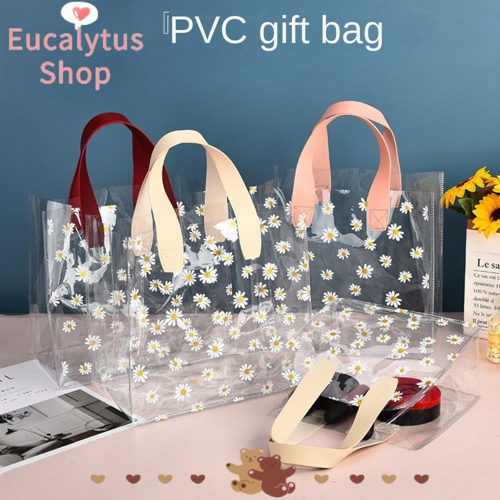 Eucalytus1 Tote Bag, Handle Little Daisy Transparent Shopping Bags, Brand Transparent PVC Waterproof Storage Bag