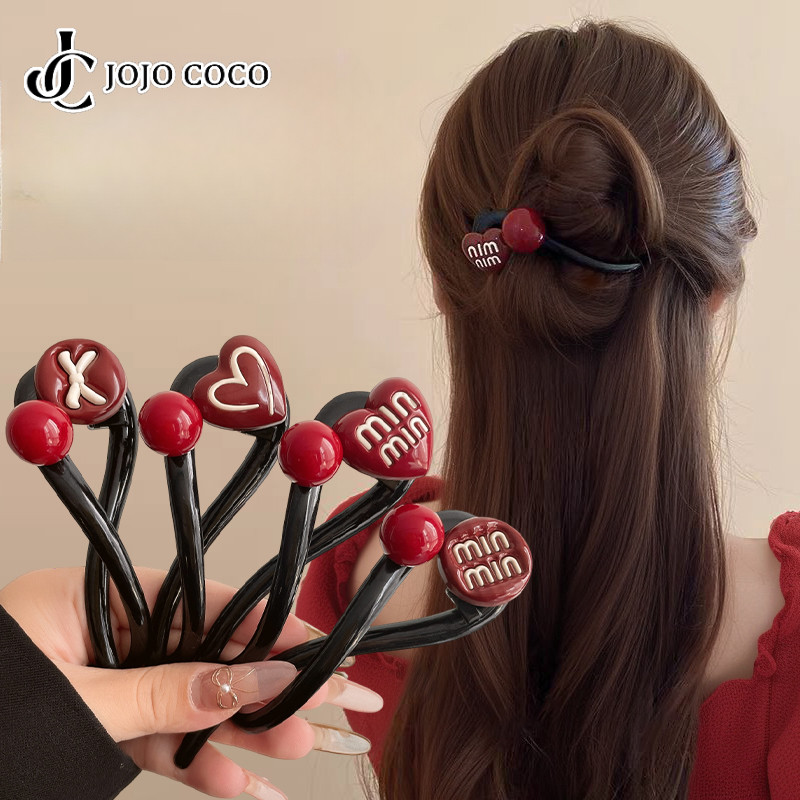 Jojo COCO Red Love Butterfly Twisted Hairpin ผู้หญิงสไตล์เกาหลีแฟชั่นกิ๊บติดผมหมวก