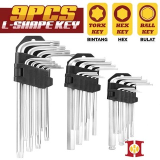 Kunci L Panjang 9 Piece Hex Key Kunci L Set. H1977