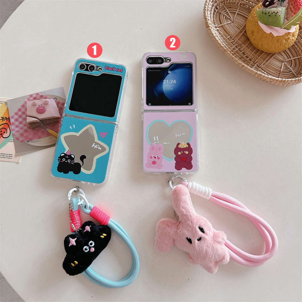 Samsung Galaxy Z Flip6 5 4 3 เคสป้องกันแบบรวมทุกอย่าง Hi ~ Cat Full Encirclement Z Flip จี้สําหรับ Samsung Drop-proof ความคิดสร้างสรรค์ปลอก