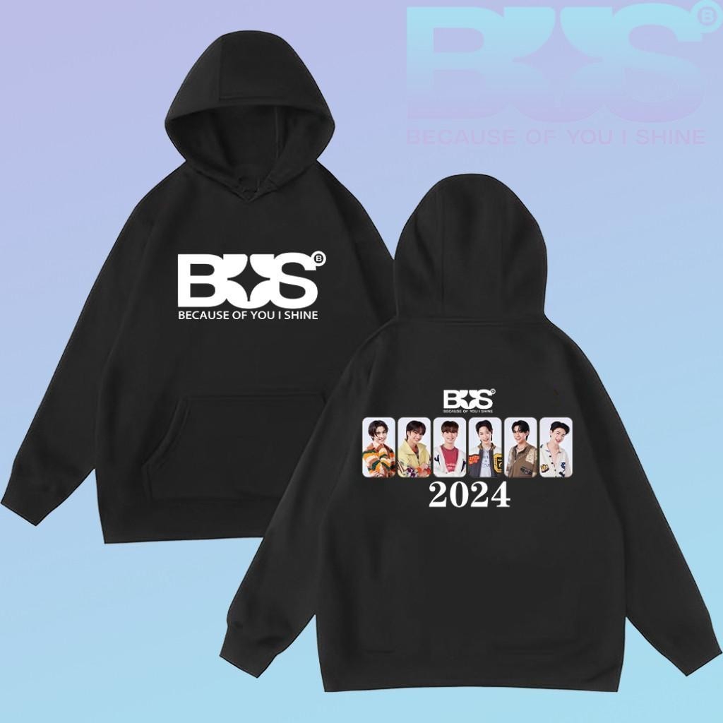 New 2024 เสื้อสเวตเตอร์คอกลมใหม่ BUS because of you i shine Hoodie เสื้อกันหนาวมีฮู้ดผ้าฝ้ายเนื้อหนา ผ้าฝ้าย 100%