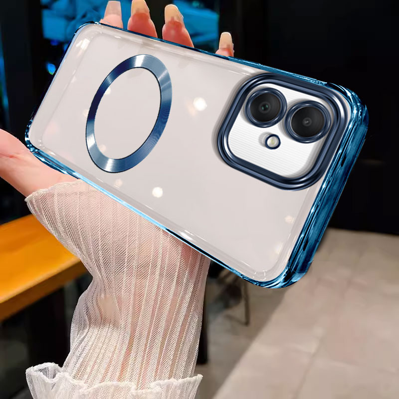 เคส ปลอก Samsung A06 Samsung A16เคสโทรศัพท์ขอบทองนุ่มกันชนใสพร้อมแหวนดูดแม่เหล็กตัวป้องกันโช้คอัพ wstmcxq01