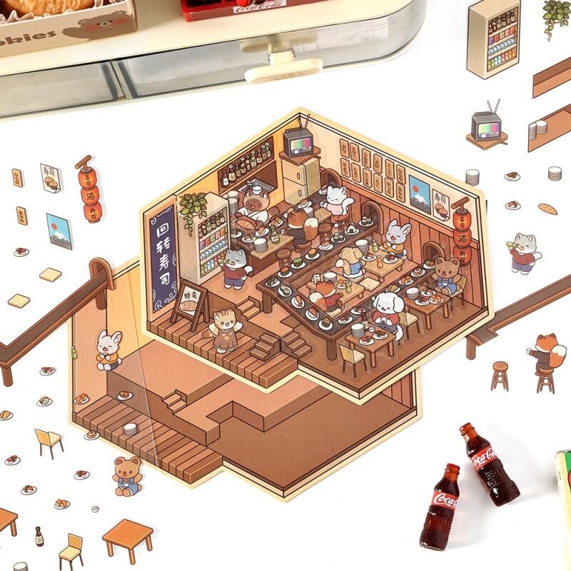 เว่ยเว่ย 3 ชิ้น [เปิดวันนี้สองซีรีส์] สติ๊กเกอร์วารสารน่ารักสติกเกอร์กันน้ํากระดาษสมุดวัสดุชุดสมุด - รูปที่ 4