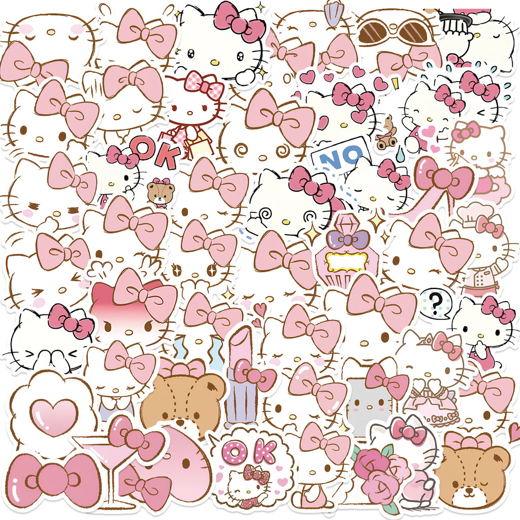 💥พร้อมส่ง💥sanrio sticker Hello Kitty japan vintage retro สติกเกอร์กันน้ำ 50ชิ้น