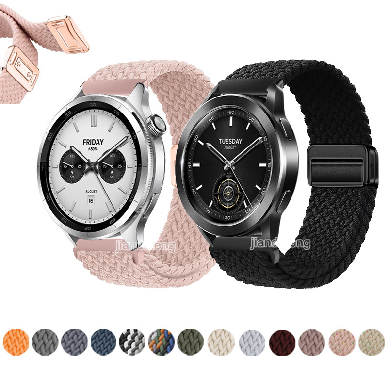 ทอแม่เหล็กสายคล้องคอสายรัดข้อมือไนลอนสําหรับนาฬิกา Xiaomi S3 S4 นาฬิกา 2 pro S1 Active สีกีฬา S1 pro