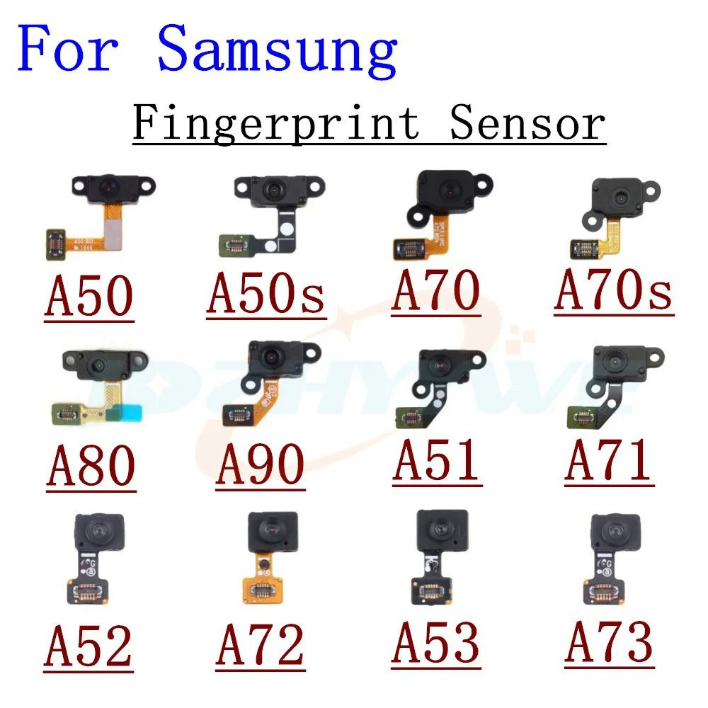 สําหรับ Samsung Galaxy A50 A51 A52 A53 A70 A71 A72 A73 A80 เซ็นเซอร์ลายนิ้วมือปุ่มบ้าน Flex สายริบบิ้นอะไหล่