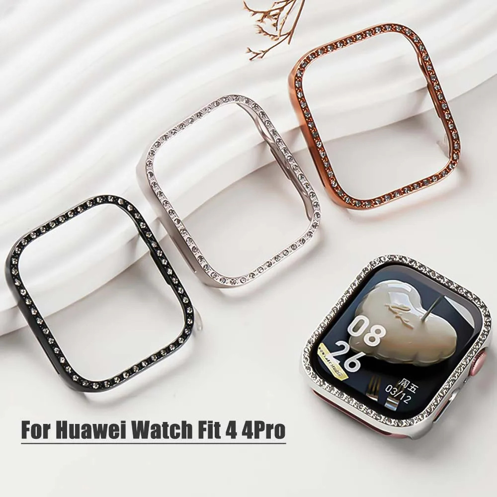 ใหม่Bling PCสําหรับHuaweiนาฬิกาFit 4 4ProเพชรคริสตัลสําหรับHuawei Watch Fit 4 Pro WatchProtectorกันชน